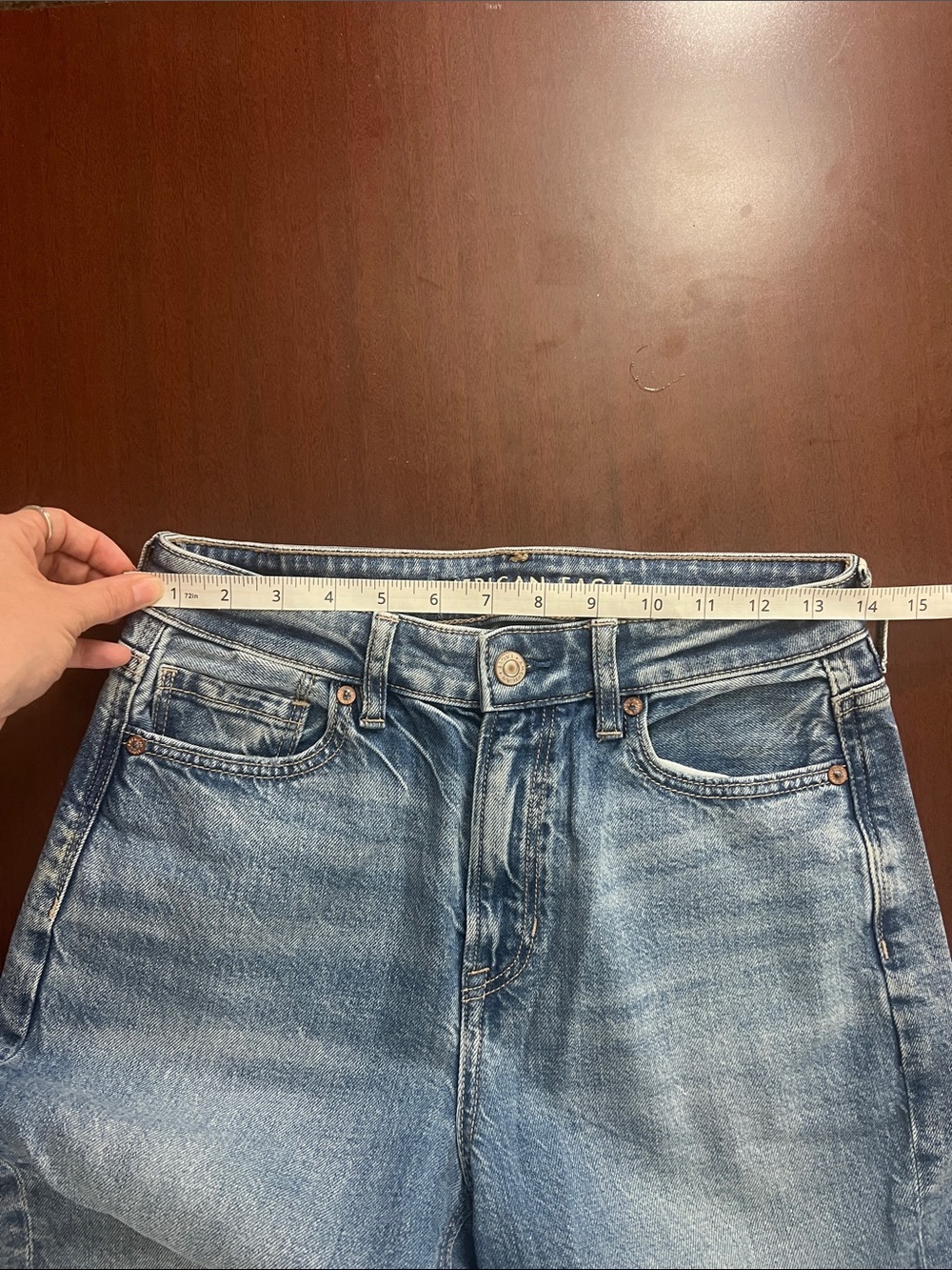 American Eagle Outfitters Classic Blue Denim Mom Jean - Picture 7 of 8